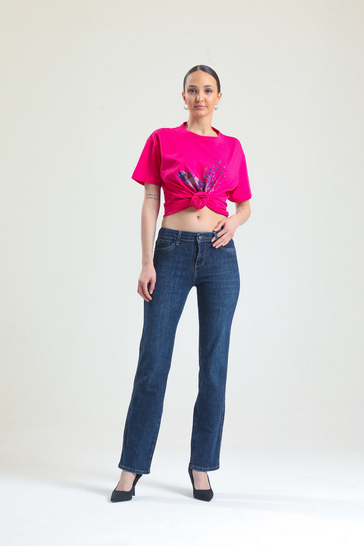 Slim Carolina Office Kadın Straight Strech Jean Normal Bel Smart 5 Cep Denim Pantolon