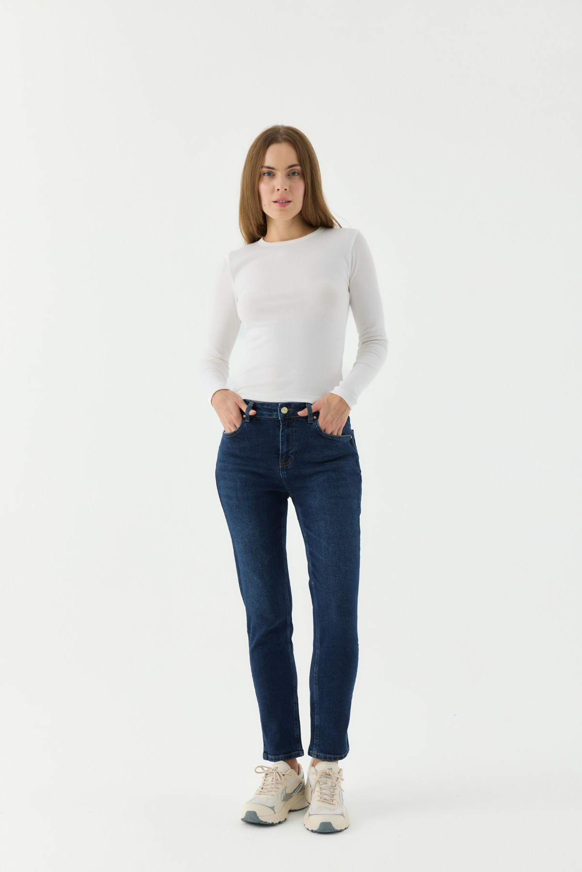 Slim MOM Günlük Kadın Strech Jean Normal Bel Traditional 5 Cep Denim Pantolon