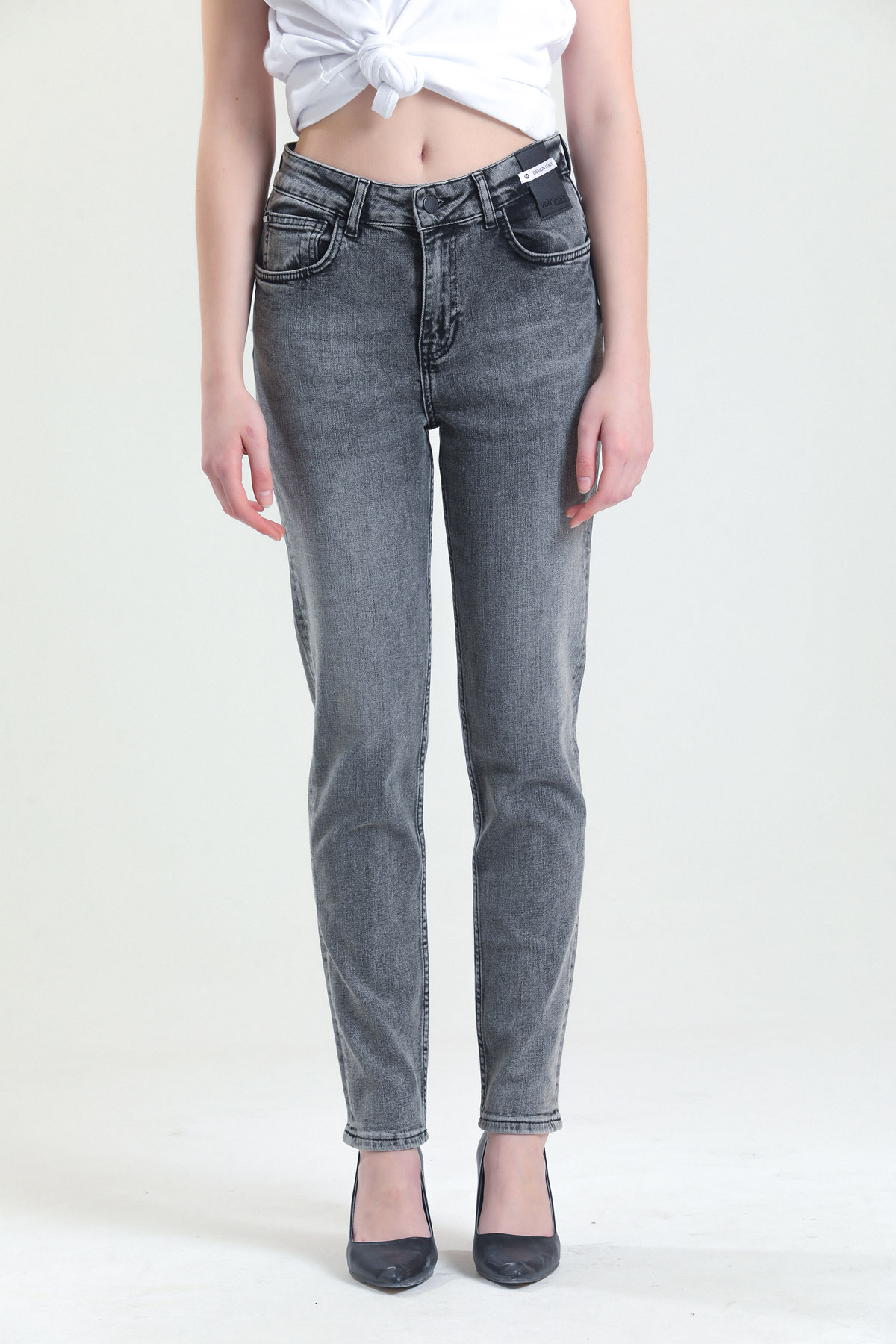 Slim MOM Günlük Kadın Strech Jean Normal Bel Traditional 5 Cep Denim Pantolon