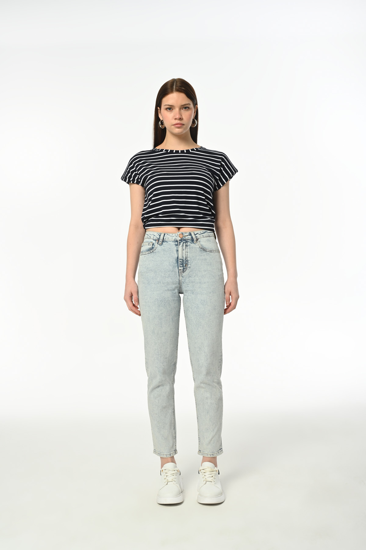 Klasik D275 Günlük Kadın Mom Strech Jean Normal Bel Traditional 5 Cep Denim Pantolon