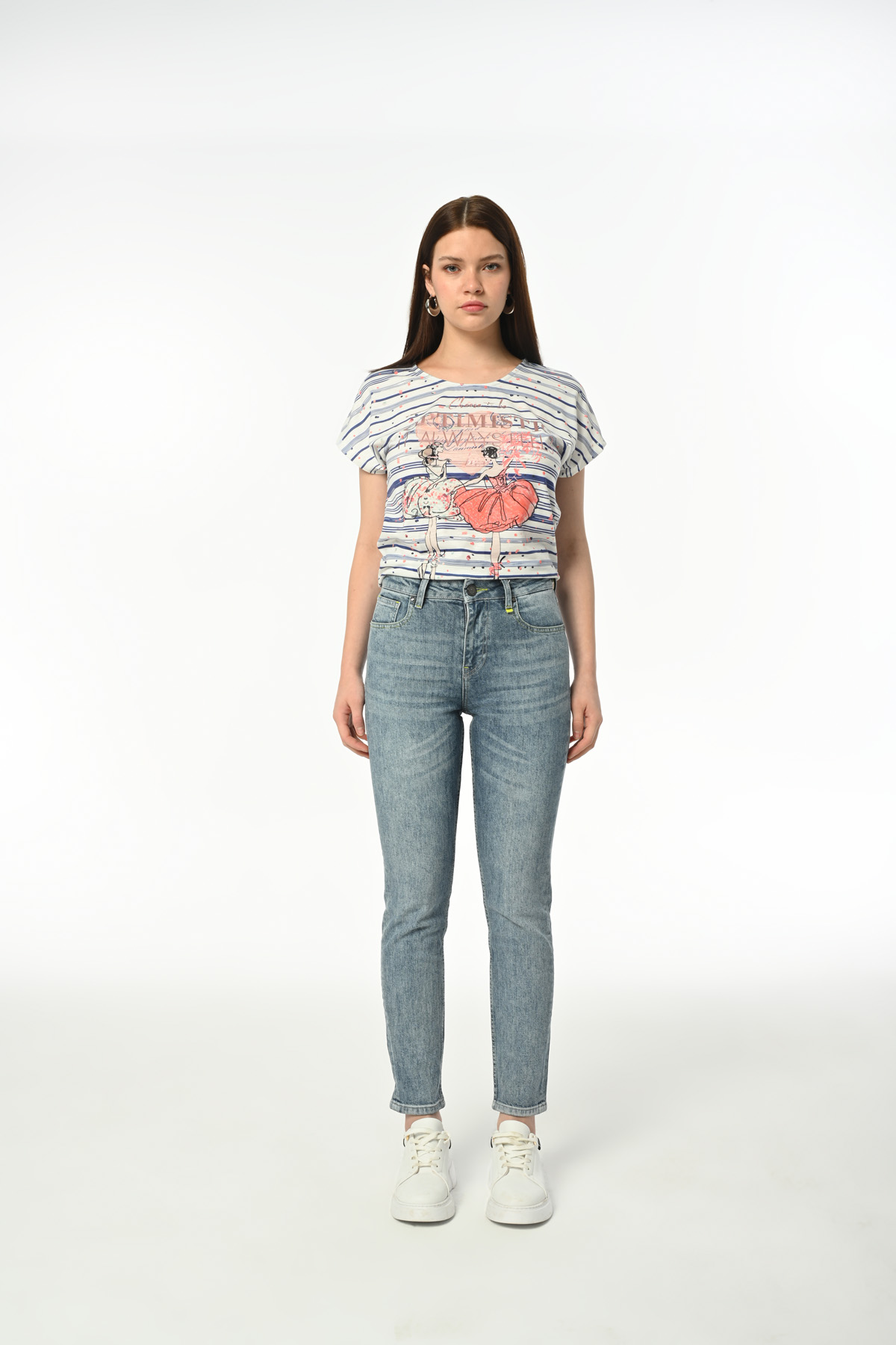 Mom D275 Günlük Kadın Mom Strech Jean Normal Bel Traditional 5 Cep Denim Pantolon