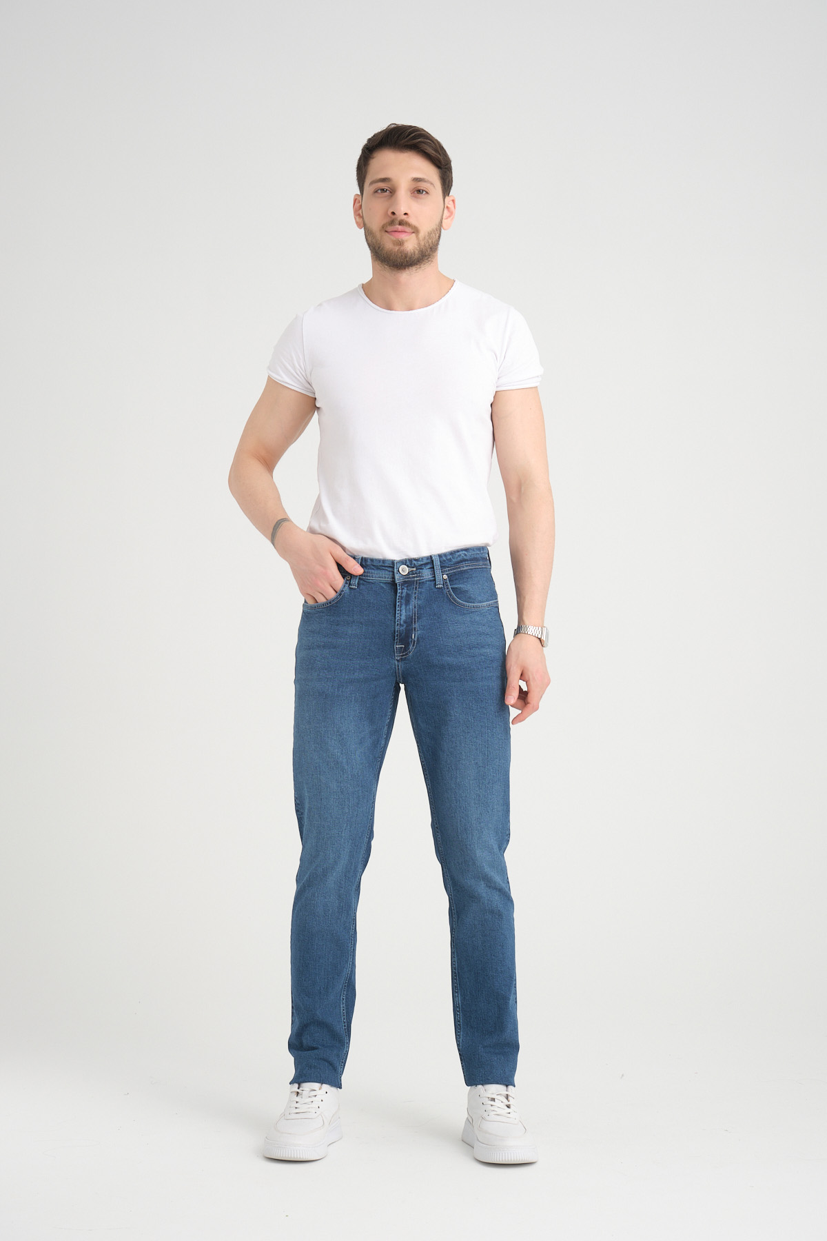 Slim D285 Günlük Erkek Straight Strech Jean Normal Bel Young 5 Cep Denim Pantolon
