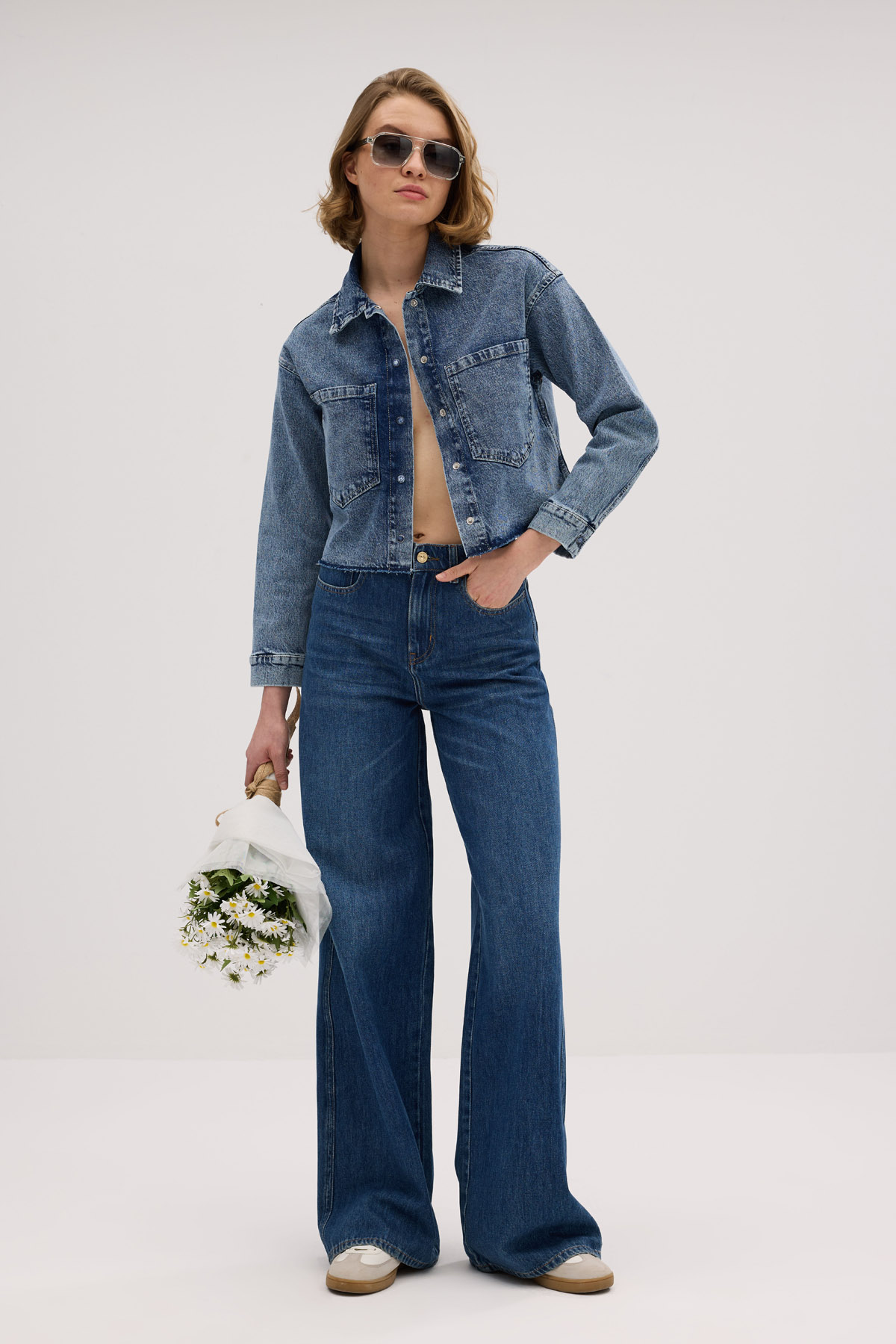 Klasik D284 Günlük Kadın Jean Rigit Young Önden Cep Denim Ceket