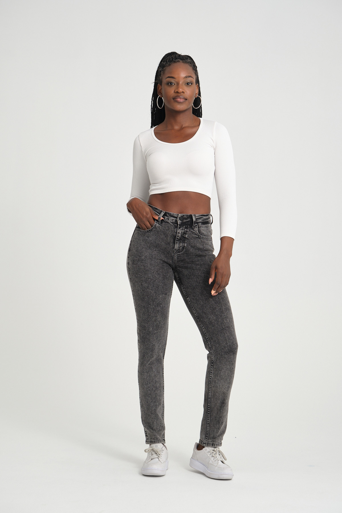 Slim D245 Günlük Kadın Mom Strech Jean Normal Bel Traditional 5 Cep Denim Pantolon