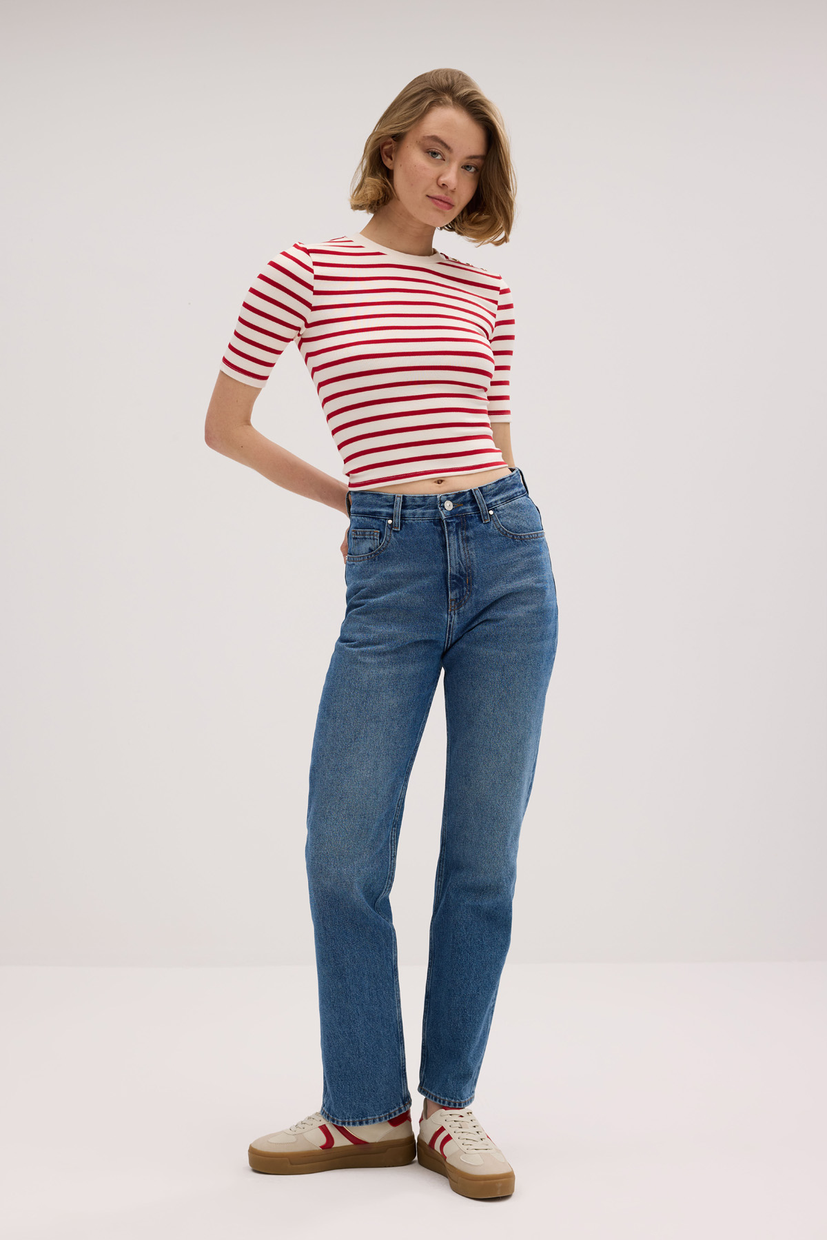 Klasik D289 Günlük Kadın Straight Jean Rigit Normal Bel Comfort 5 Cep Denim Pantolon