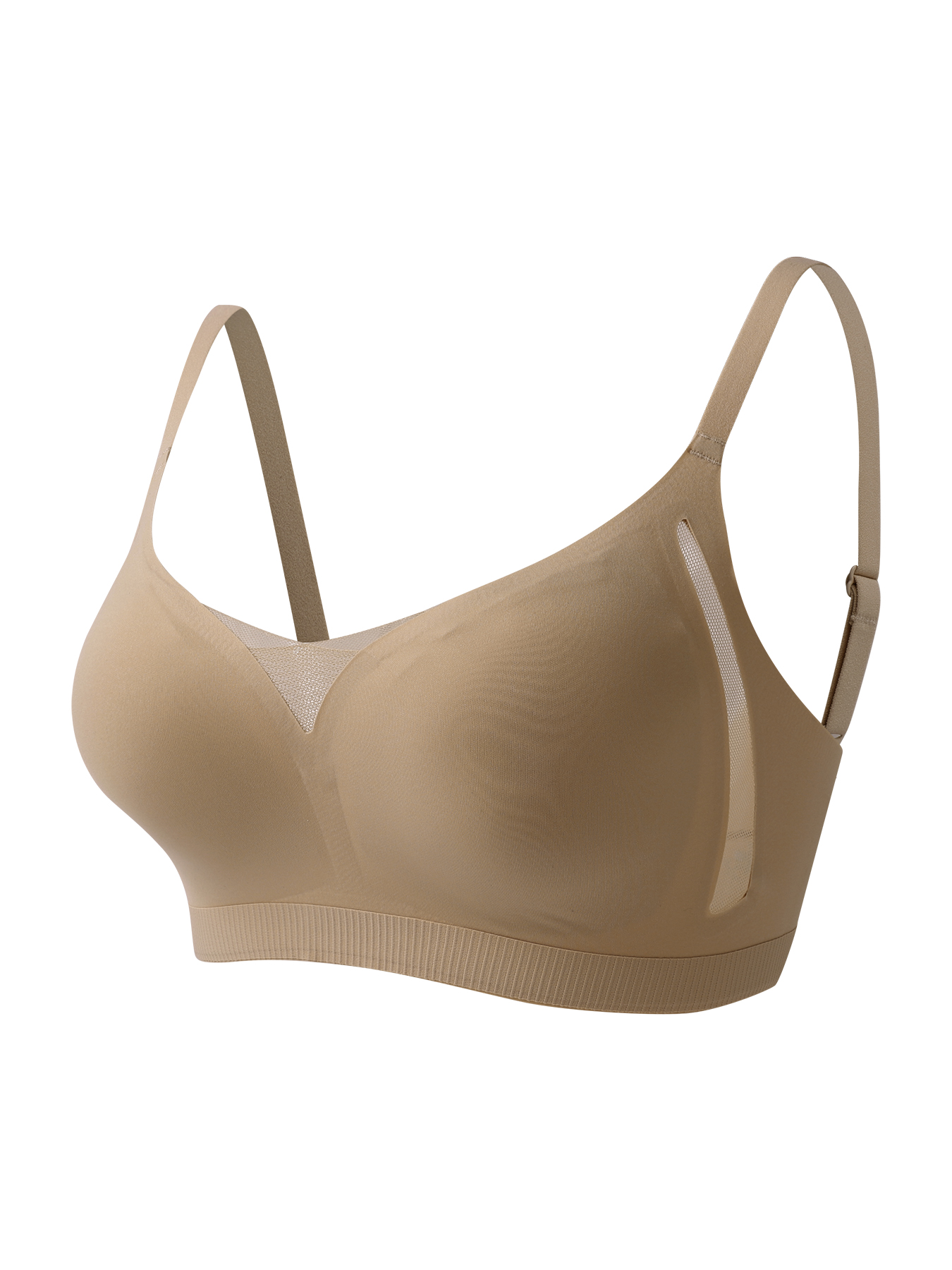 350180 Lazer Kesim Ortası Tüllü Pedli Dikişsiz Konforlu Sütyen