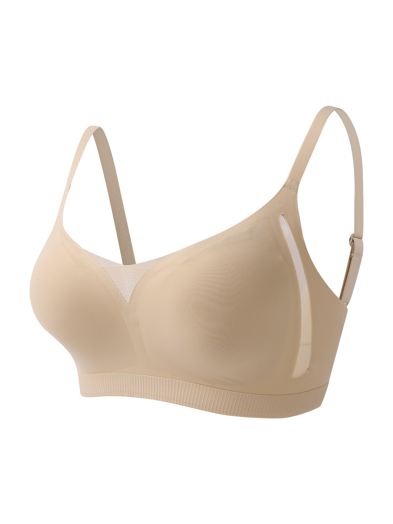350180 Lazer Kesim Ortası Tüllü Pedli Dikişsiz Konforlu Sütyen