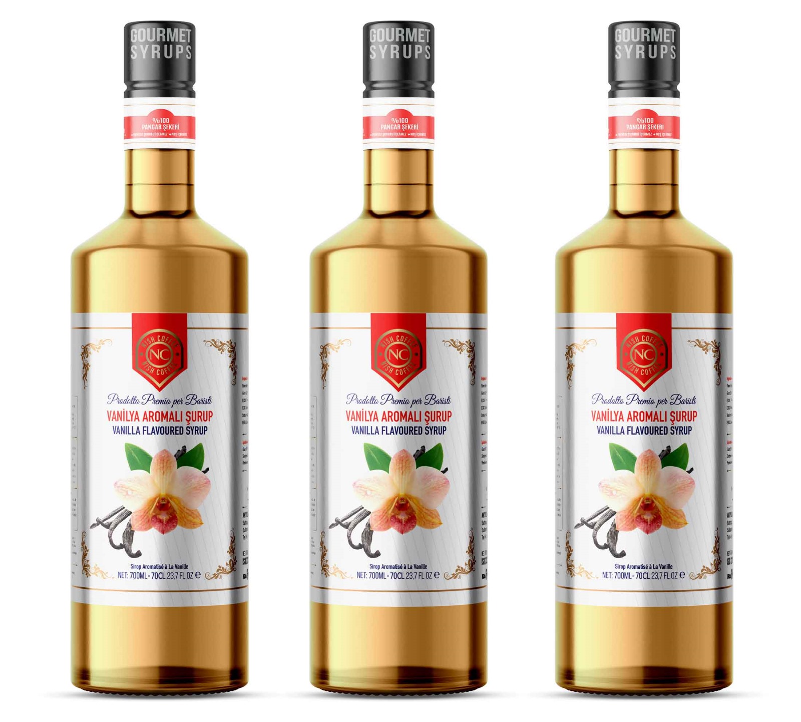 Nish Vanilya Aromalı Şurup 3 x 700 ML-Pet Şişe