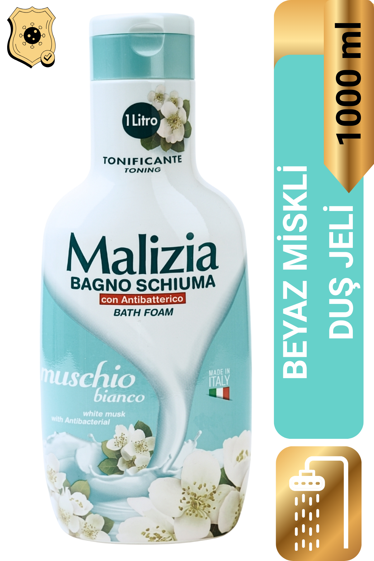 Malizia Duş Jeli Beyaz Misk (Antibakteriyel) 1000 ml
