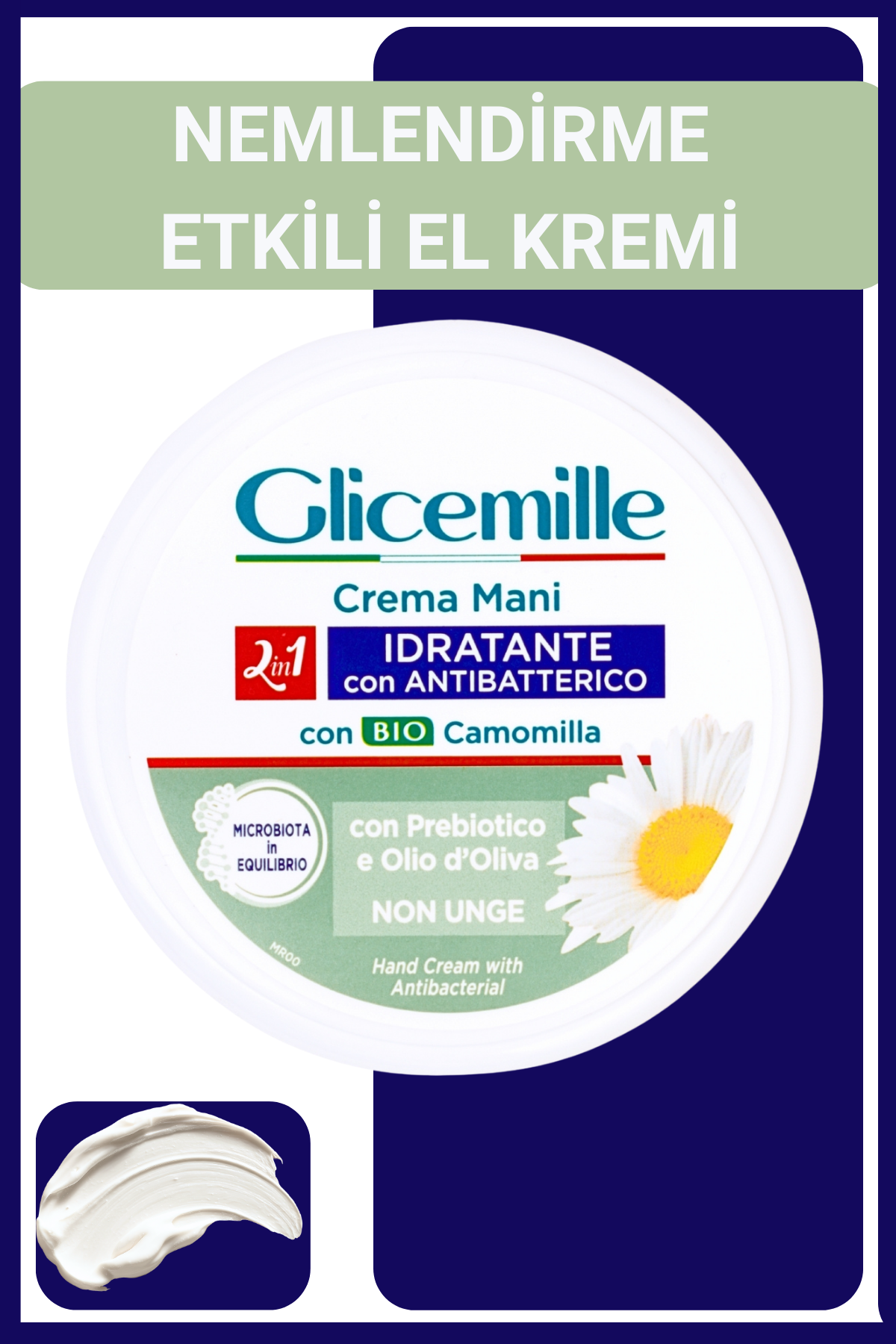 GLICEMILLE NEMLENDİRME ETKİLİ EL KREMİ – ANTİBAKTERİYEL (PAPATYALI) 100ML