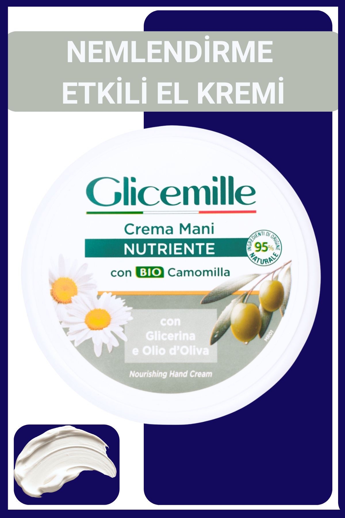 GLICEMILLE NEMLENDİRİCİ & BESLEYİCİ EL KREMİ – (BIO PAPATYALI) 100GR