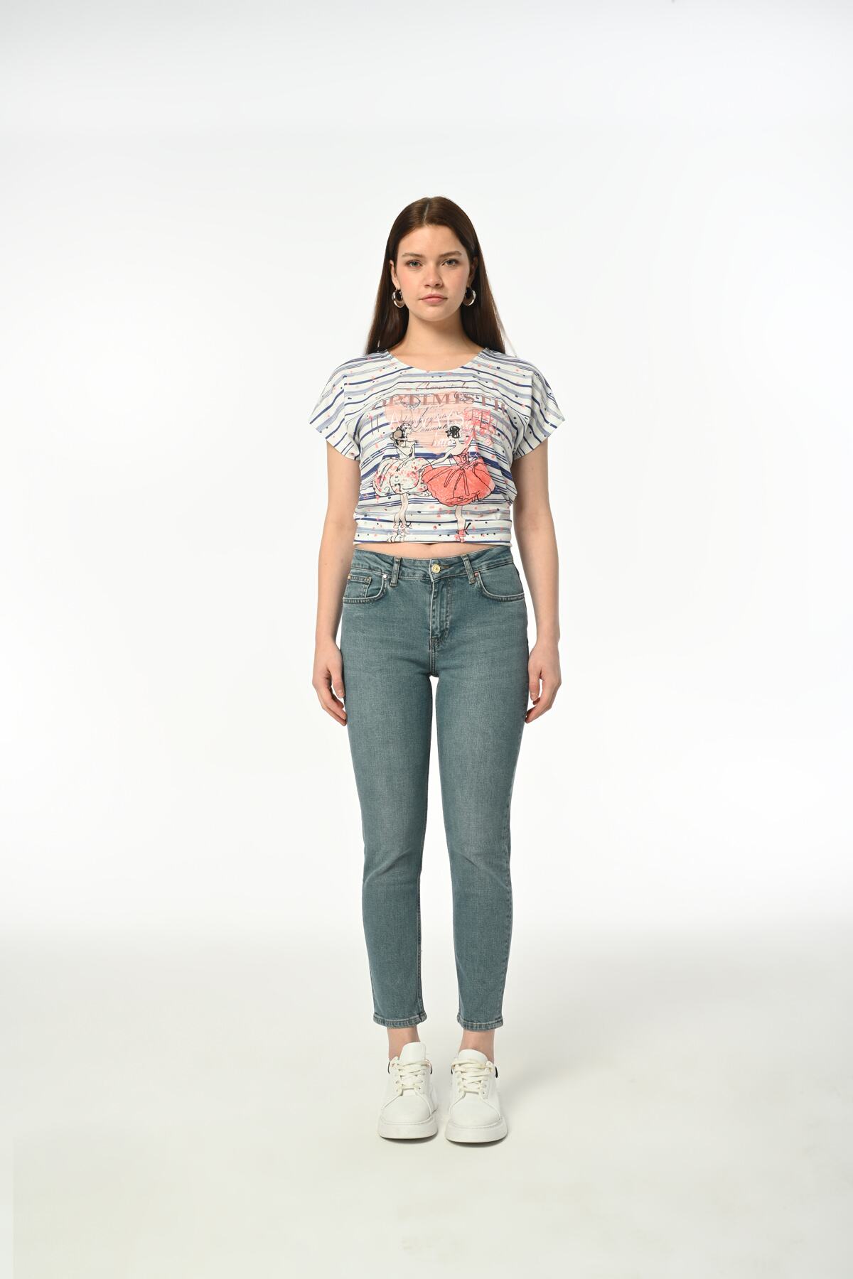 Slim MOM Günlük Kadın Strech Jean Normal Bel Traditional 5 Cep Denim Pantolon